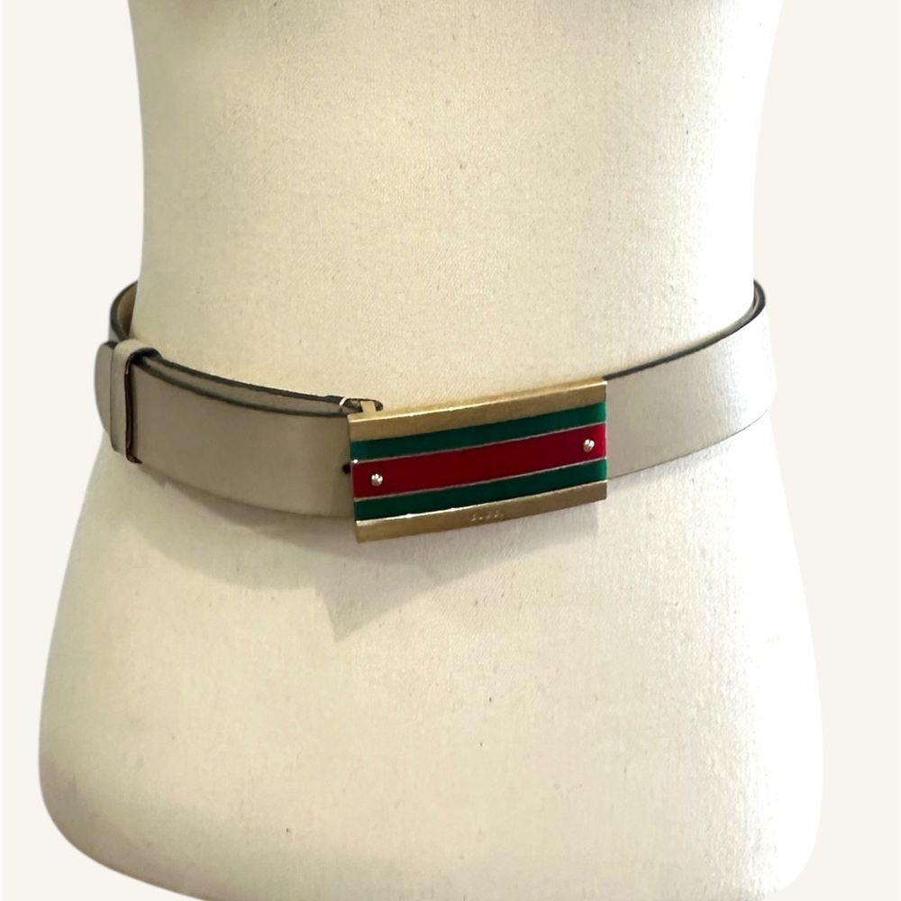 Elegant Beige Belt with Gold and Multicolor Accents